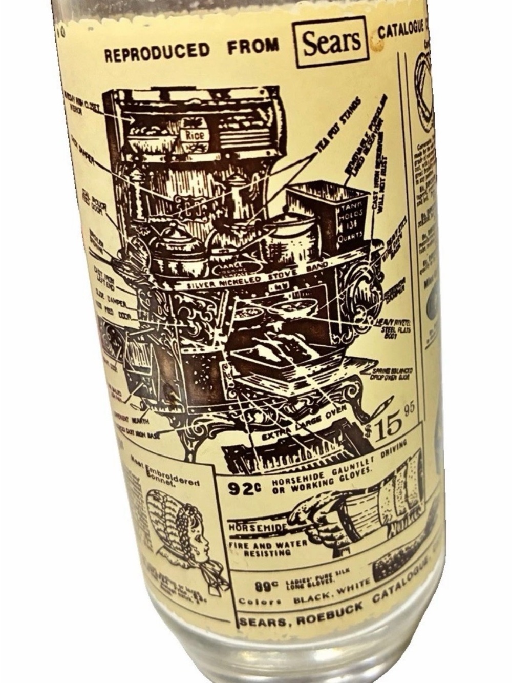 Vintage Sears Roebuck Catalog Drinking Glass Tumbler Retro Advertising 6”